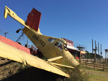 Broken yellow propeller plane in Hamlin Hills
